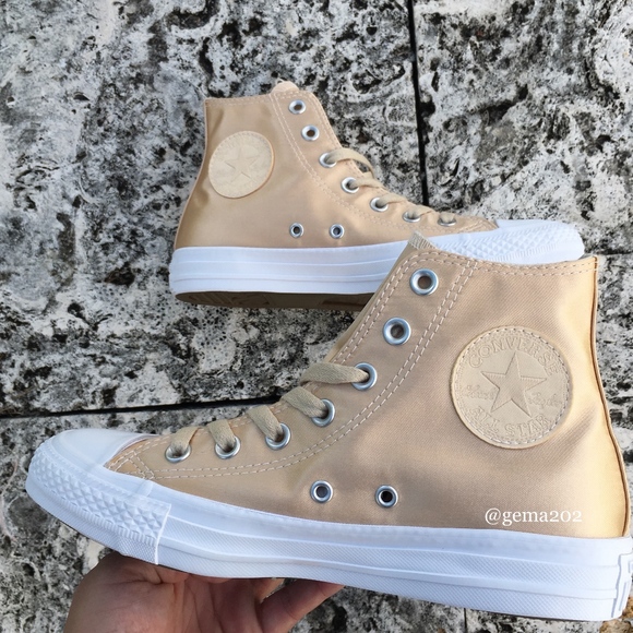 Converse Ctas HI Parchment Satin Gold Womens - Picture 2 of 6